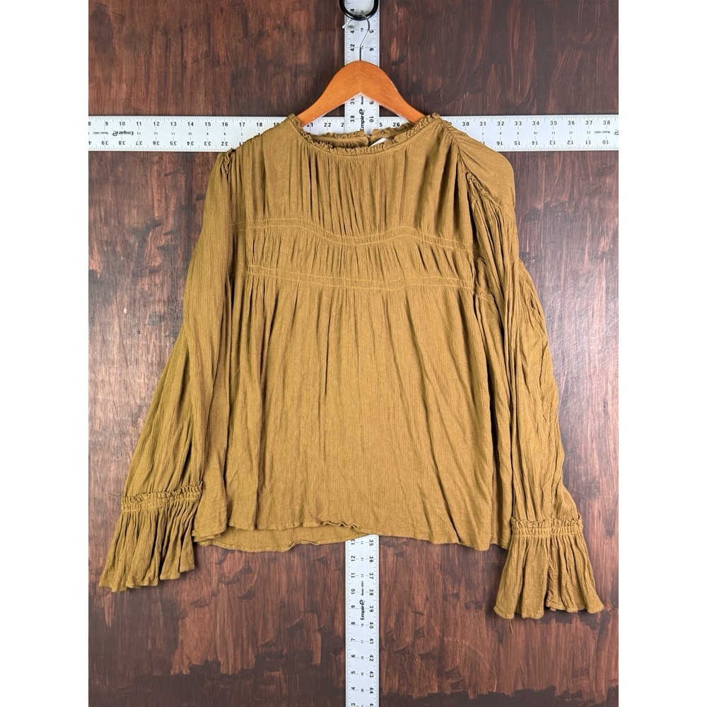 Free People Bohemian Edwardian Beaumont Mews Blouse Top Flate Cuffs Womens Large - Picture 1 of 7